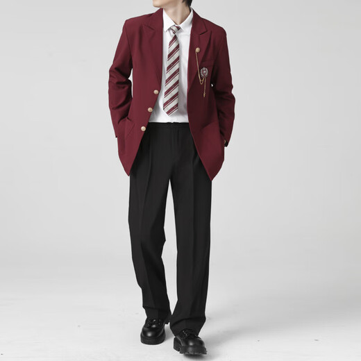 Cupid, God of Love, In the Name of God DKJK Black Suit Jacket for Men and Women, Versatile Japanese College Style Suit TZ2073 Red Suit + Pants + Red Diamond Long Tie 5XL 185-200Jin Jin is equal to 0.5 kg