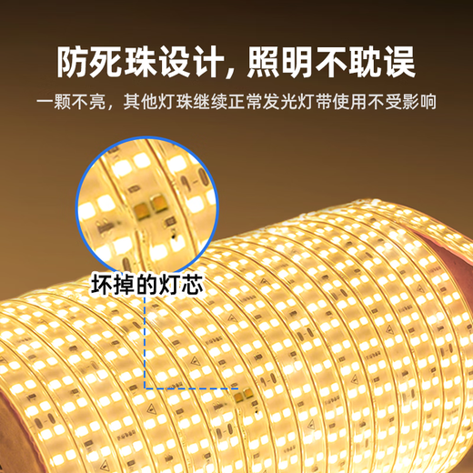 Deyan led light strip 220v high voltage outdoor waterproof light hotel villa project ultra-bright strip decorative linear light outdoor lighting 30 meters package-warm light 10W-120 beads/meter