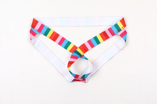 CIOKICX sexy low-waist men's underwear JJ hip lift ring thong hip lift hollow double thong E067 Rainbow M European size (1.9-2.2 feet