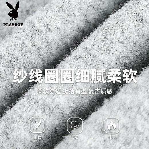 Playboy (PLAYBOY) retro old money Henry collar polo sweater men's autumn and winter thickened warm sweater lazy style pullover sweater jacket Moss green XL