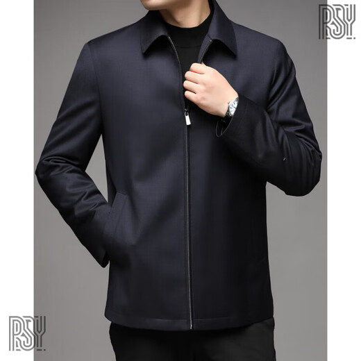 BG GLAMURB Light Luxury Brand Jacket Men's Jacket Men's Mulberry Silk Wool Removable White Goose Down Liner Jacket Navy Blue 05 Style Removable Liner L 175