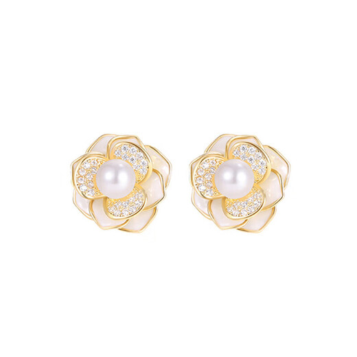 S925 Silver Needle French Camellia Stud Earrings Feeling Flower Pearl Earrings Women's 2025 New Style Earrings Main Image