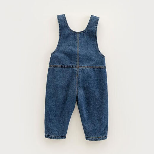 Baby soft denim overalls plus velvet winter overalls for boys and girls thickened velvet outer wear one-piece baby pants blue plus velvet thickening 100 cm