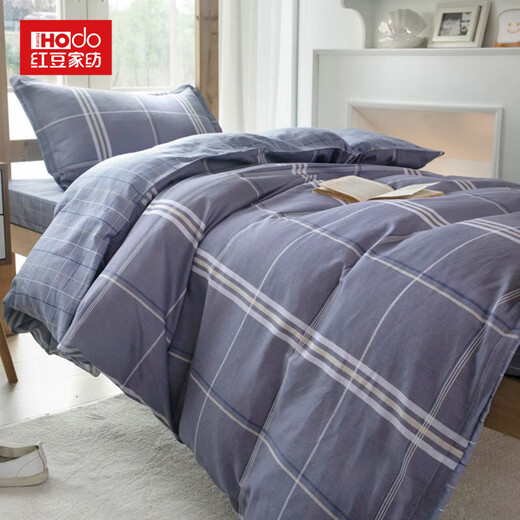 Red bean thickened pure cotton student three-piece soft children's dormitory bunk sheets, quilt cover, pillow and quilt multi-piece set Xirui style-grey three-piece set/1.5*2.0cm quilt cover+sheet+pillowcase