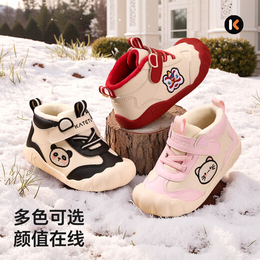 Carter Rabbit Baby Toddler Shoes 2025 Winter New Baby Children's Shoes New Year Red Barefoot Training Plus Velvet Warm Cotton Shoes X5DE023