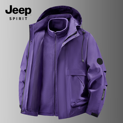 JEEP SPIRIT three-proof outdoor jacket men's three-in-one jacket autumn and winter warm jacket men 9588 black XL