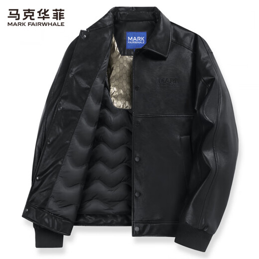 Mark Huafei functional down jacket men's 2025 autumn and winter new style windproof and warm American pu leather jacket 1003 black 001 2XL 185
