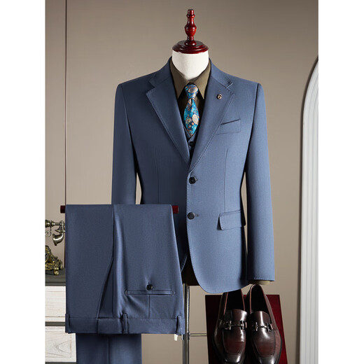 Angel Bird Men's Wool Suit Suit Men's Autumn and Winter High-end Business Formal Wear Plus Size Groom Wedding Suit Three-piece Black Single-piece Suit M (95-110 Jin Jin equals 0.5 kg)