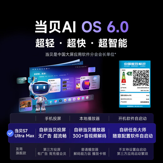 Dangbei S7 Ultra Max projector home 4K new three-color laser zoom ultra-clear home theater national subsidy 20% (5800CVIA first liquid cooling)