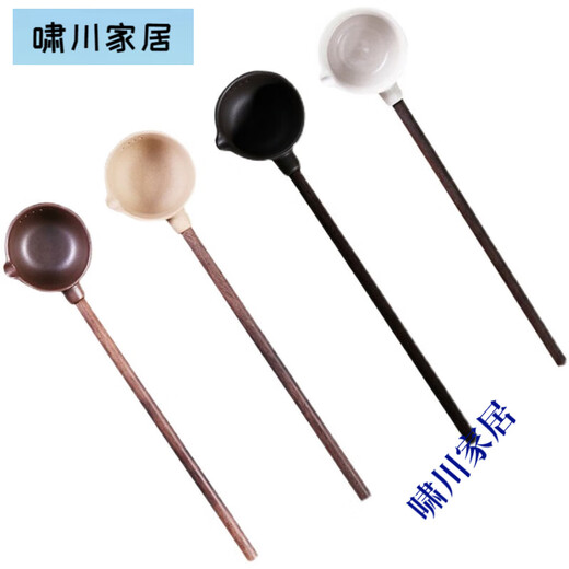 Wanqiantang (Edenus) ceramic tea spoon long handle tea spoon steaming tea spoon tea spoon wooden handle spoon tea spoon wood burning tea spoon