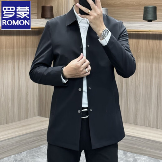 Luo Meng Business Casual Solid Color Versatile Windbreaker Men's 2025 Spring New Fashion Light Luxury Simple Jacket Gray XL