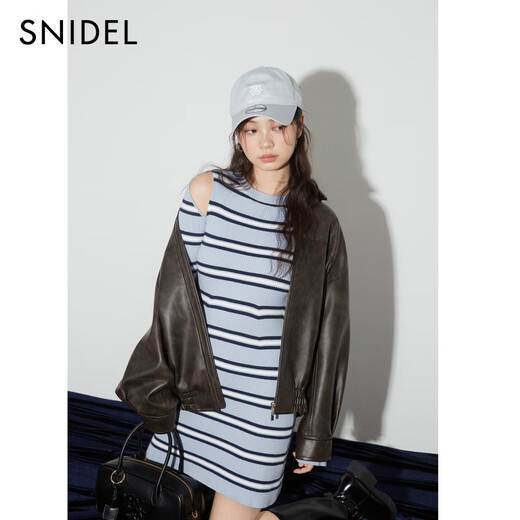 SNIDEL2025 autumn and winter new product versatile lapel retro loose imitation leather jacket SWFJ254153 black one size (F)