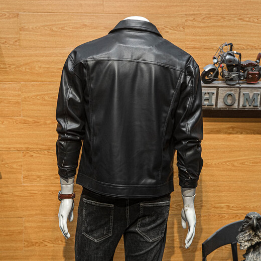 JAGR trendy brand leather jacket men's new spring and autumn motorcycle leather jacket casual top trendy men's leather jacket black black 2XL