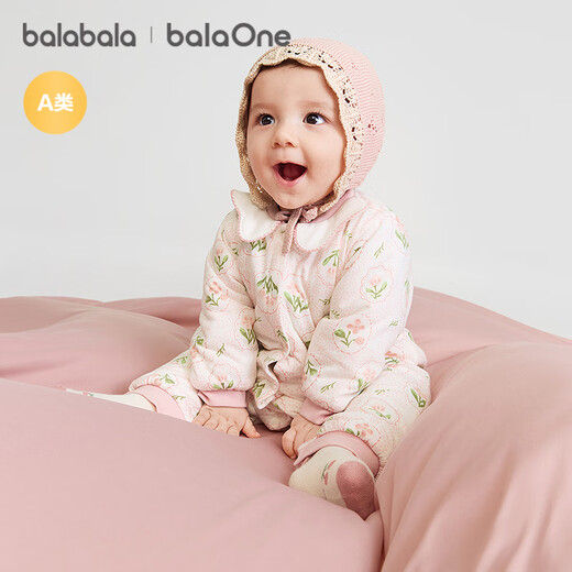 Balabala children's clothing baby jumpsuit baby romper 2025 thickened fart cover sweet floral 208425133206