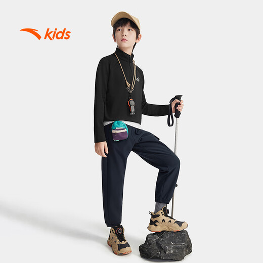 Anta children's knitted long-sleeved shirt for boys and girls, comfortable and skin-friendly, plus velvet bottoming long-sleeved shirt for both small and large children TA72546402