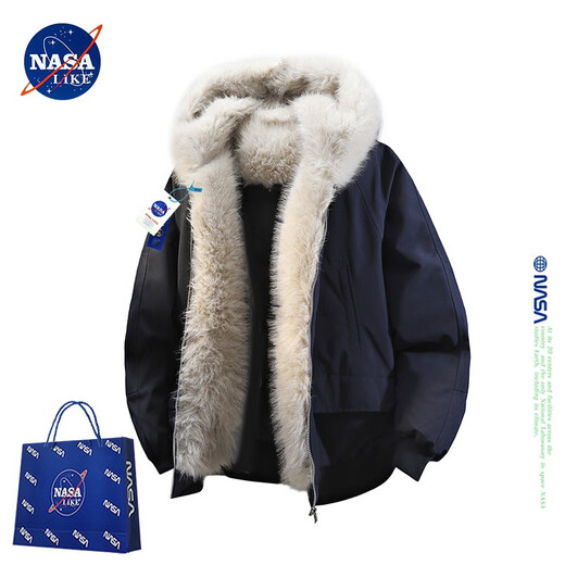 NASALIKE official mountain carving down jacket men's winter cold-resistant and warm American retro hooded work jacket men's jacket black L (recommended 145-170 Jin Jin equals 0.5 kg)