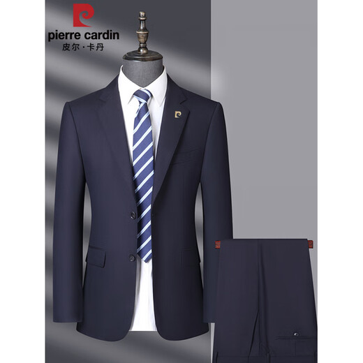 Pierre Cardin high-end worsted pure wool suit men's high-end business formal wear dad's casual suit two-piece set black M 170/46B