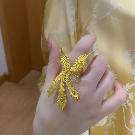 KZD old phoenix 999 pure gold ancient method gold pure gold phoenix ring female phoenix dance nine-day ring engagement proposal for daughter phoenix ring