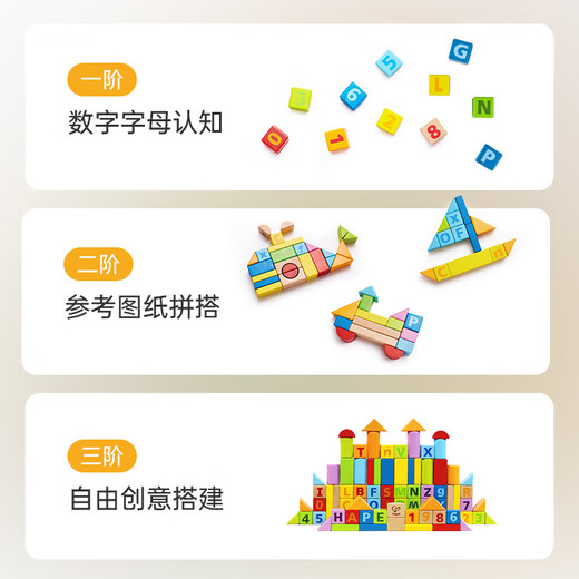 Hape(德国)儿童积木玩具进口山毛榉80粒数字字母桶装儿童节礼物E8402
