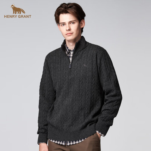 HENRY GRANT Henry Grant Casual Winter Men's Loose Cardigan Sweater Comfortable Sports Regular Knitted Sweater Autumn Dark Gray (QBY244122U311) One Size 46 (170/92A)