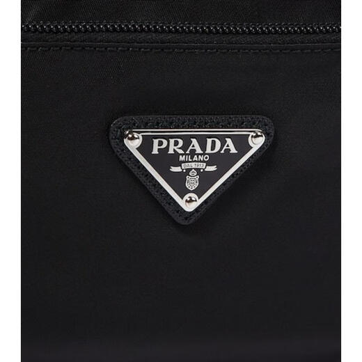 PRADA Luxury Men's RE NYLON Leather Trim Cosmetic Bag Black One Size