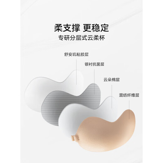 Vcn Yunrou cup invisible bra for women's wedding sling with small breast push-up breast sticker summer 02# white warm skin Warm A/B cup (suitable for 70A/75A/80A/70B/75