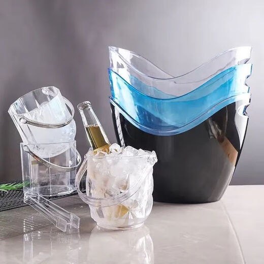 Wilkie transparent ice bucket ice bucket bar ktv small ice bucket acrylic beer whiskey bucket champagne bucket diamond crystal ice bucket 1150ML + stainless steel ice clip