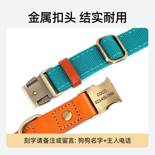 DidogPet dog collar engraved anti-lost traction rope medium and large dog collar golden retriever corgi labrador small dog collar Morandi green please leave a message or note for engraving M size recommended 18-40 Jin Jin equals 0.5 kg
