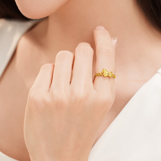 Laomiao gold solid gold pony ring live mouth ring 5G exquisite pony fashion guardian immediately make money and look white