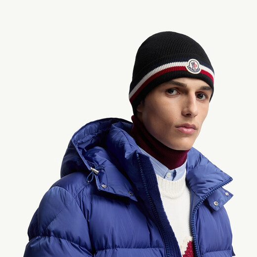 Moncler Men's Tricolor Wool Beanie - Black UNI
