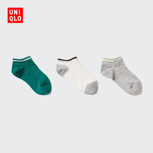 Uniqlo children's clothing boys and girls socks/3 pairs of striped socks 481167 54 green 6-8 years old /M/L/20 24 cm (big children)