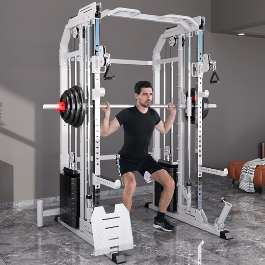 研博龙门架多功能史密斯机综合训练器家用卧推健身深蹲架一体器械 裸机+120KG杠铃+凳【包安装】