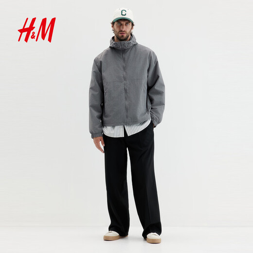 H&M Men's and Women's Jackets 2025 Autumn and Winter New Outdoor Mountaineering Windproof Hooded Soft Shell Jacket 1293996 Dark Khaki Green L 175/108