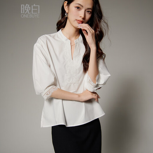 Late White New Product 2025 Autumn Generous Top Chic Versatile Fashion Temperament Skin Friendly Commuting Shirt Women White M