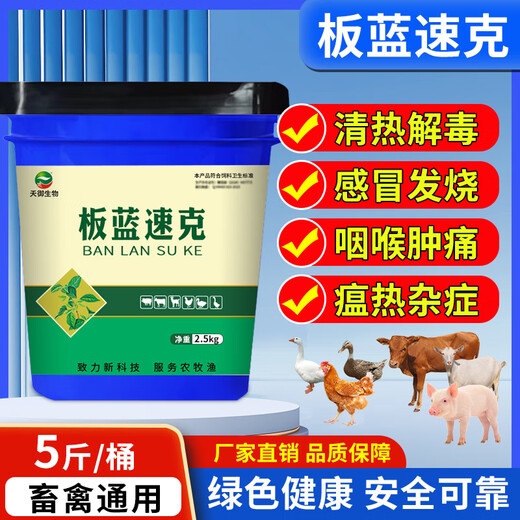 Veterinary Isatis and pink pigs, cattle and sheep, heat-clearing, detoxifying, swelling and analgesic for chickens, ducks and geese, anti-viral fever feed additives 1 barrel 2.5kg (buy 7 and get 1 free)