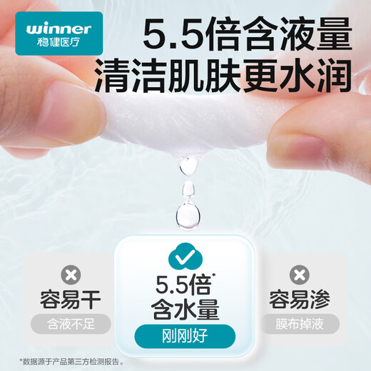 Robust 0.9% saline wipes for face, acne, eyes and nose, baby hands and mouth sterilized cleaning cotton, individually packaged 50 pieces