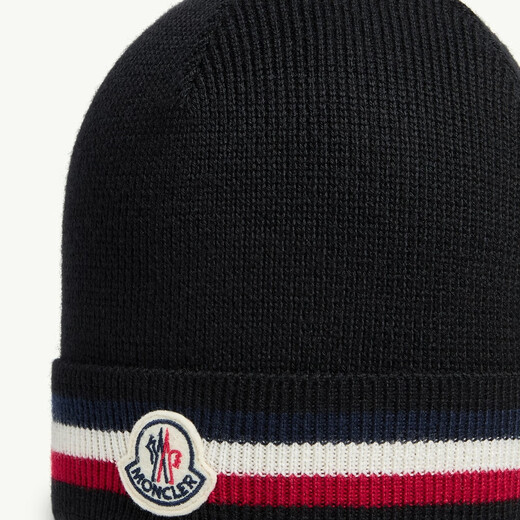 Moncler Men's Tricolor Wool Beanie - Black UNI