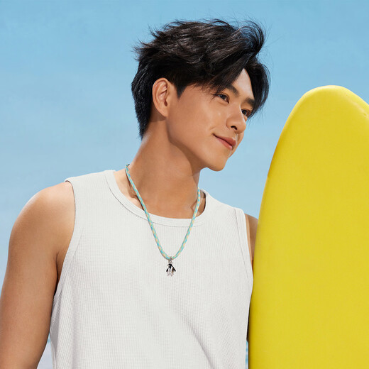 Lukfook Jewelry Platinum Pendant Gilt Ocean Penguin Colorful Brushed Platinum 950 Men's and Women's Color Rope Pendant Gold Weight Approximately 7.26 Grams