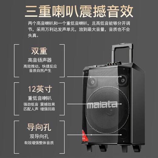 Malida 9017S Thor series audio outdoor karaoke square dance audio home singing high-power subwoofer portable stage dance store stall trolley Bluetooth speaker 15 inches 9058 dual microphone / flagship version