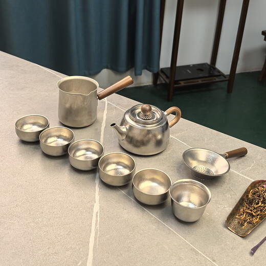 Wekodao pure titanium tea set high-end travel tea set gift box Kung Fu tea set outdoor camping portable tea cup teapot 9-piece set pure titanium travel set 9 pieces