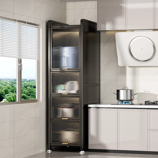 He Jiagong kitchen storage rack multi-layer floor-to-ceiling gap storage cabinet storage cabinet gap storage sideboard storage cabinet cupboard white - 5 layers 30*42*145 thickened and deepened - with pulleys - foot pads