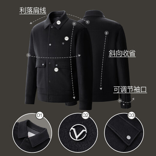 VICUTU Men's Jacket Zero Pressure Light Business Comfort Fashion Lapel Slim Wool Jacket Men Black XL