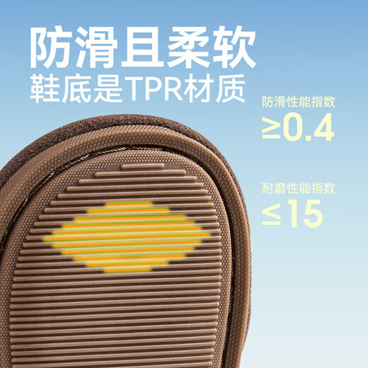 幸福玛丽(Cheerful Mario)新品宝宝棉拖鞋秋冬季儿童防滑包跟家居鞋可爱女童男童棉鞋室内穿 小熊棕色 10.5 内长14cm(140)适合脚长12cm