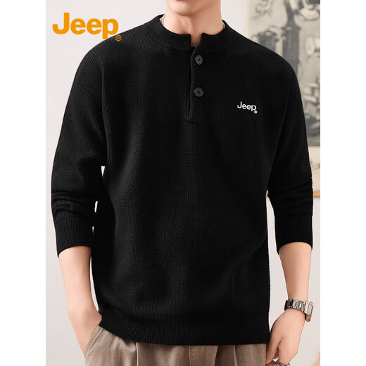 JEEP Jeep Henry Collar Sweater Men's Solid Color Inner Sweater 2025 Autumn and Winter Pullover Bottoming Sweater Men's 25001 Gray Jeep Official M_90-110Jin Jin equals 0.5 kg