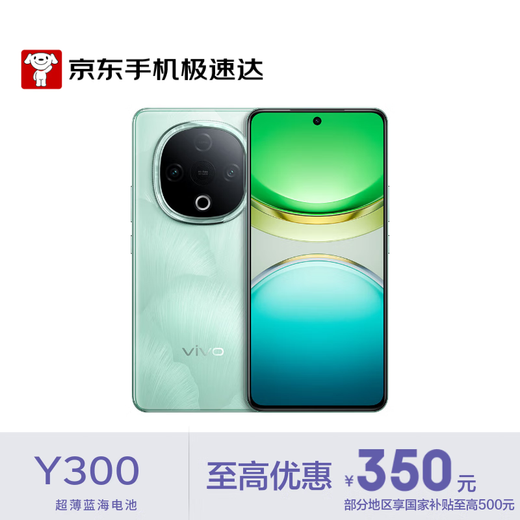 Vivo Y300 12GB+256GB Qingsong new generation super speaker 6500mAh ultra-thin blue ocean battery super anti-fall eye protection straight screen mobile phone JD Express