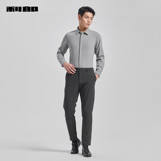 Lilan soft brushed long-sleeved shirt men's autumn and winter warm slim formal shirt men's business brushed shirt floral gray (G4QXC8014S) 2XL 180/92A