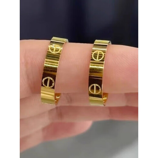 Hundred-year-old ancient craftsmanship gold-plated silver ring light luxury style ring ancient method plain ring gold-plated silver-plated men and women's ring Hong Kong code No. 17, exquisite thickening and widening