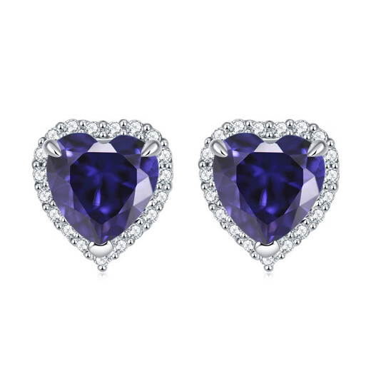 Reza quality 925 silver European and American gemstone love earrings for women colorful zircon heart-shaped earrings silver earrings high 925 silver tanzanite blue December