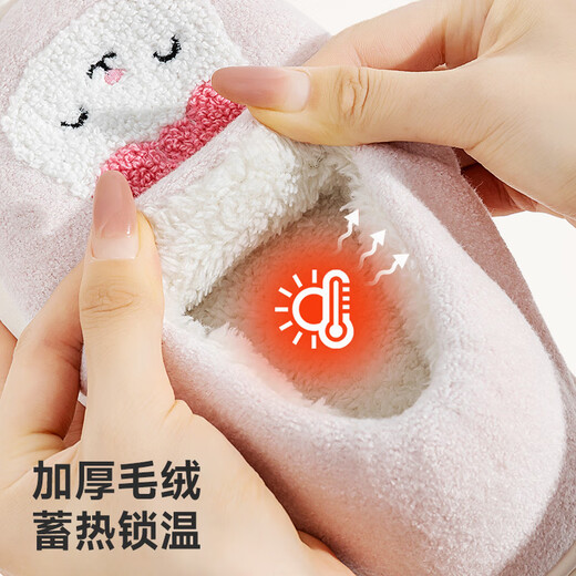 Daddy Pig Children's Cotton Slippers Bag Heels for Girls Autumn and Winter Home Indoor Non-Slip Warmth Cute Cartoon Baby Cotton Shoes Powder 28