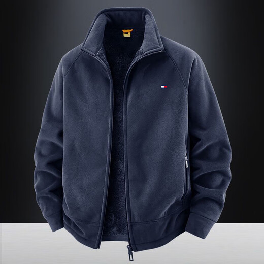 TOMMYBULL American Tommy Tommy Autumn and Winter New Fleece Stand Collar Jacket Men's Thickened Austrian Velvet Warm Casual Jacket Khaki-2518B XL 130-145Jin Jin is equal to 0.5 kg